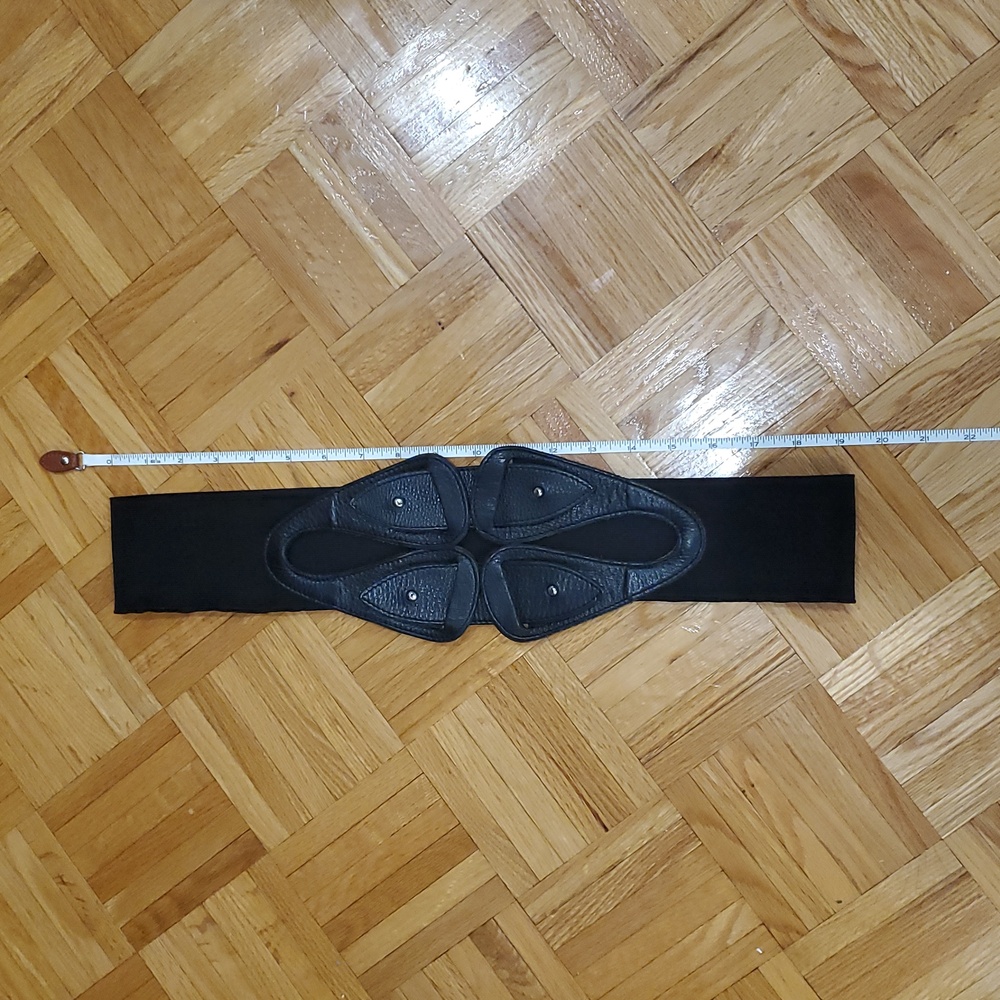 Vintage BRAVE Black Wide Elastic Leather Belt - Picture 13 of 15
